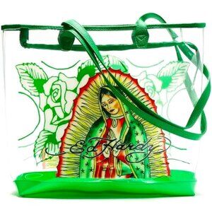 NWT*** ED HARDY PVC TOTE Mary Virgin de Guadalupe clear